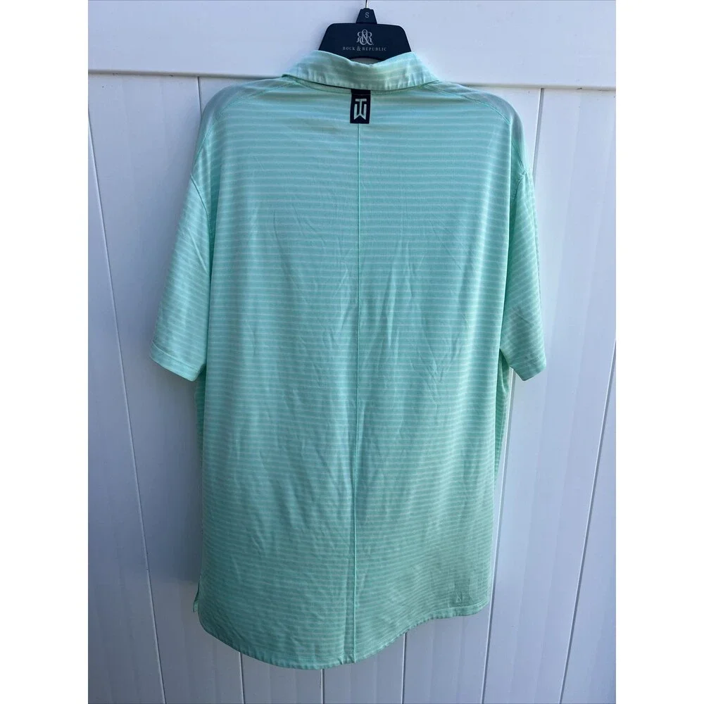 Tiger Woods Nike Polo Shirt Mens Large Green Dri Fit Short Sleeve Golf